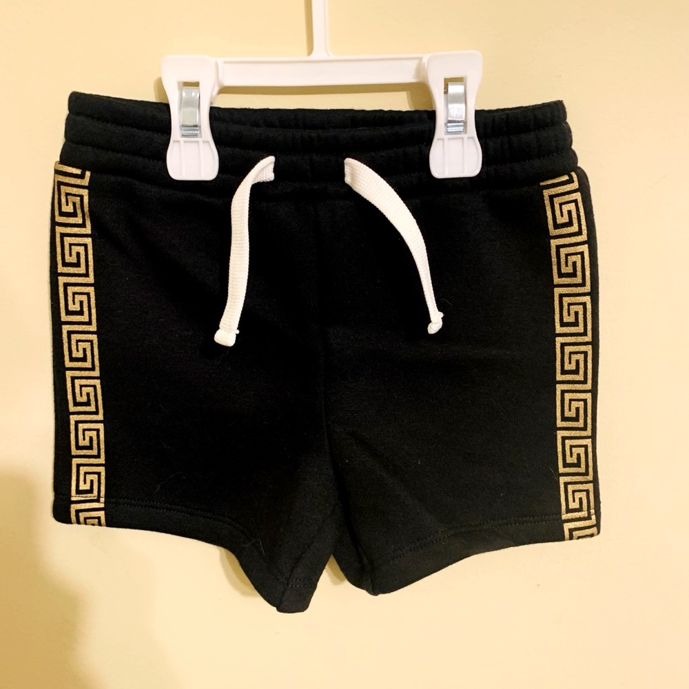 Three Sixty Toddler Boys Black Tapered Elastic Waist Drawstring Shorts